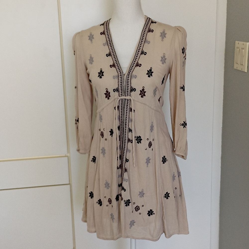 Free People embroidered mini dress size XS